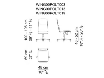 WING - Swivel leather executive chair with castors by i 4 Mariani - view 3